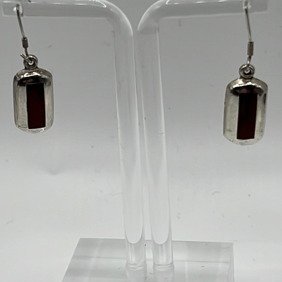 RED JASPER INLAY STERLING SILVER DANGLE EARRINGS - Picture 2 of 7
